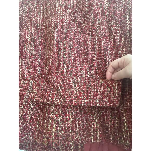 Chadwick’s Deep Red with Tan Tweed Button Closure Wool Blend Dress Blazer - Picture 8 of 8
